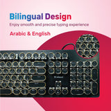 ARIZONE MK 20 Typewriter Style Retro Mechanical Gaming Keyboard Wired with True RGB Backlit, English and Arabic Keyboard