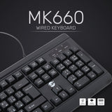 UP Wired Keyboard with Full Range of 104 Keys, USB Plug and Play, Arabic&English Layout Black For PC/Laptop