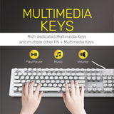 ARIZONE MK 20 Typewriter Style Retro Mechanical Gaming Keyboard Wired with True RGB Backlit, English and Arabic Keyboard, 104-Key Round Keycap